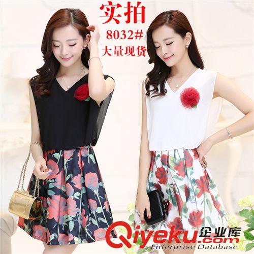 2015.5.8 2015夏裝新款連衣裙女顯瘦3D印花歐根紗無袖背心裙原始圖片2