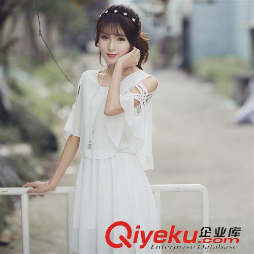 2015.5.18 2015夏裝氣質淑女新款連衣裙夏中長款雪紡長裙假兩件