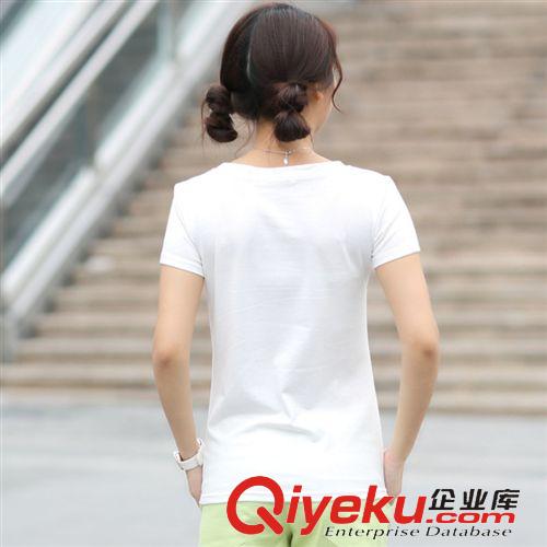 女式T恤 定制定做2015年中山新款純棉女式針織圓領空白夏季運動短袖T恤衫原始圖片2