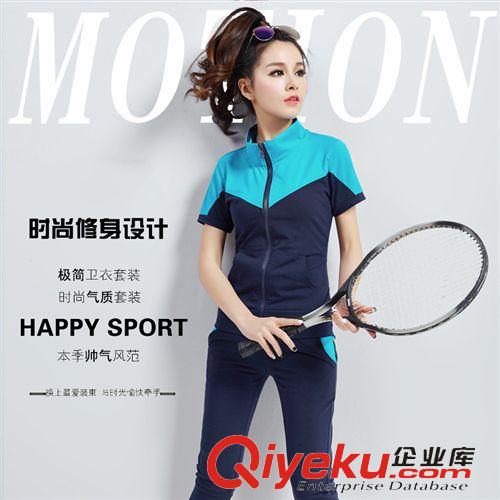 休閑套裝/運動套裝 2015夏季新款韓版運動套裝女修身顯瘦休閑套裝短袖純棉大碼女裝潮原始圖片2