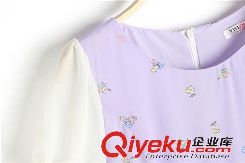 4月5號新款 2015夏季新款大碼女裝時尚圓領甜美顯瘦碎花雪紡連衣裙夏女原始圖片3