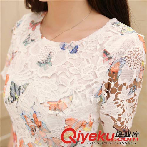 4月10號(hào)新款 2015新款學(xué)院學(xué)生夏季女裝韓版修身短裙雪紡里布蕾絲裙女連衣裙原始圖片2