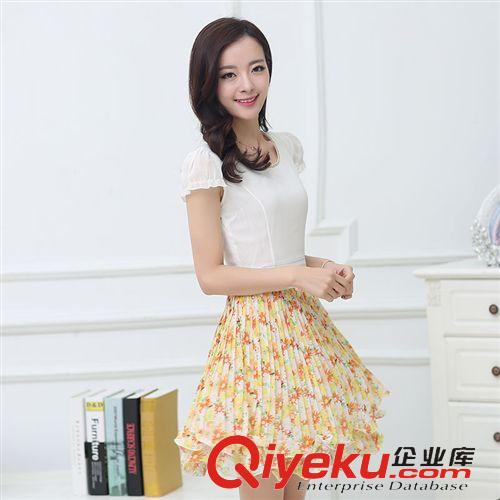 4月15號(hào)新款 2015夏裝新款韓版時(shí)尚修身顯瘦雪紡印花小清新連衣裙潮女原始圖片3