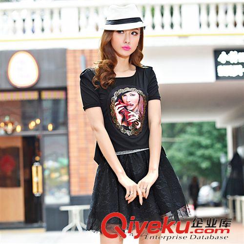 4月20號新款 2015夏季新款韓版大碼女裝時尚飛飛袖圓領假兩件顯瘦雪紡連衣裙