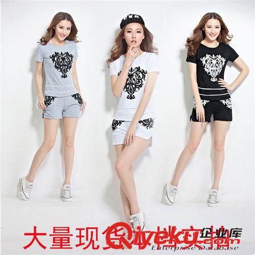5月25號新款 2015夏裝新款休閑運動套裝女時尚短袖短褲薄歐洲站t恤學生潮原始圖片3