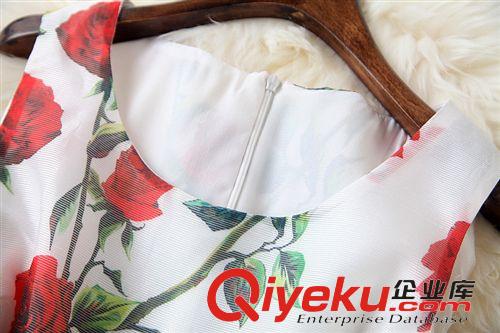 5月25號新款 2015歐洲站春夏新款收腰修身印花顯瘦碎花無袖蓬蓬背心連衣裙潮女原始圖片3
