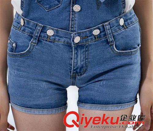 牛仔系列 2015夏季  新款可卸兩穿牛仔褲口袋背帶褲女顯廋牛仔短褲原始圖片3