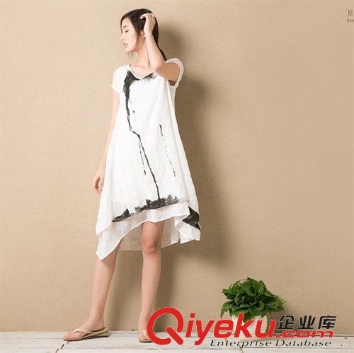 大碼女裝專區(qū) 2015新款大碼寬松文藝范系棉麻中長連衣裙