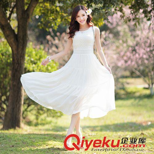 波西米亞裙 連衣裙2015新款女裝夏季圓領無袖雪紡連衣裙波西米亞長裙原始圖片2