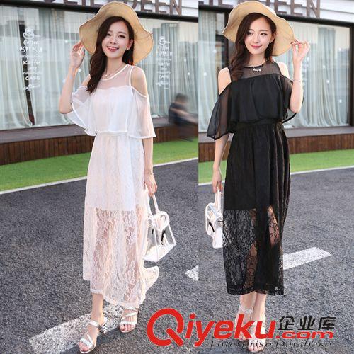波西米亞裙 歐洲站2015夏季女裙新款顯瘦修身氣質露肩連衣裙雪紡長裙原始圖片2