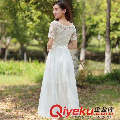 連衣裙 實拍婚紗裙2015夏季新款沙灘裙釘珠鑲鉆長款連衣裙原始圖片3