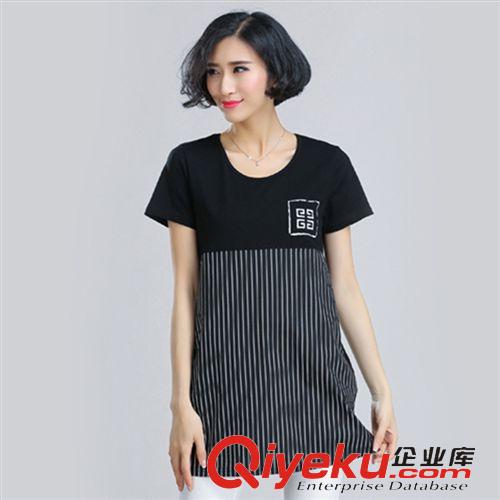 襯衣，T恤 2015女裝新款胖mm印花t恤女短袖寬松顯瘦上衣中長款