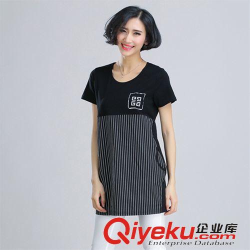 襯衣，T恤 2015女裝新款胖mm印花t恤女短袖寬松顯瘦上衣中長款