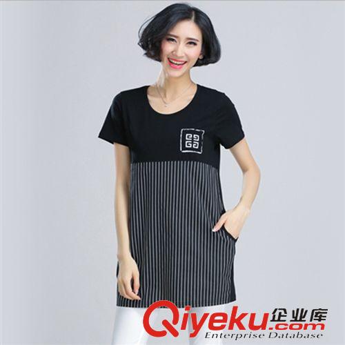 襯衣，T恤 2015女裝新款胖mm印花t恤女短袖寬松顯瘦上衣中長款