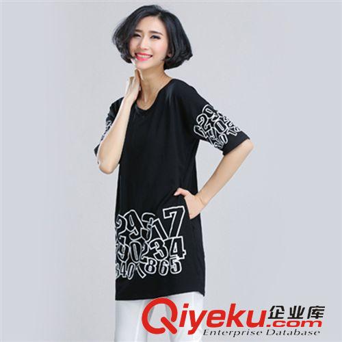 襯衣，T恤 2015女裝新款寬松顯瘦圓領胖mm印花短袖中長款原始圖片2
