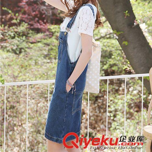 短褲，短裙 2015韓版大碼女夏季新款包臀裙修身連衣裙胖MM吊帶短裙牛仔背帶裙原始圖片3