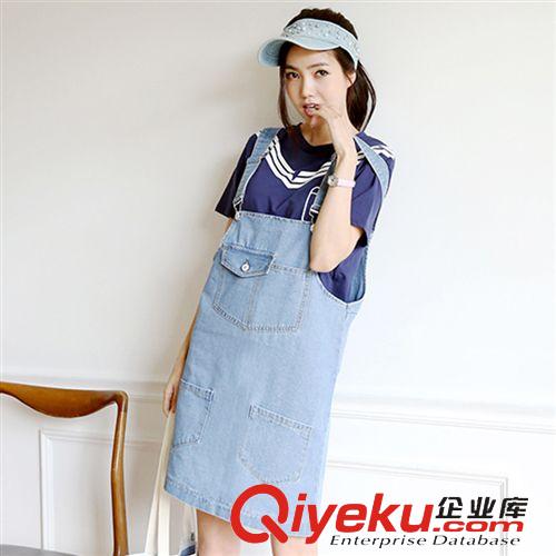 牛仔系列 影視韓模實拍夏季新款韓國牛仔背帶裙女寬松顯瘦大碼連衣裙短裙原始圖片2