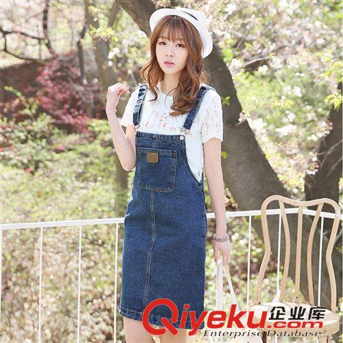 牛仔系列 新款韓國寬松顯瘦潮口袋牛仔背帶裙連衣裙牛仔背心短裙