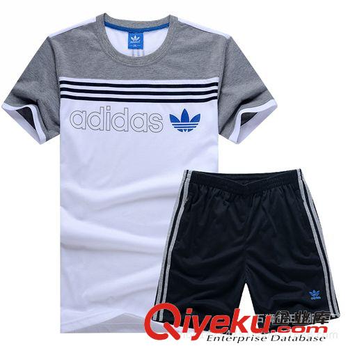  男式短袖套裝 男式運(yùn)動(dòng)套裝夏裝2015新款男裝青年休閑運(yùn)動(dòng)服男短袖跑步套裝批發(fā)