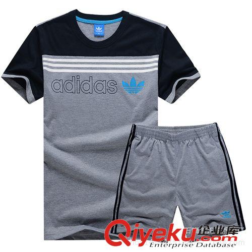  男式短袖套裝 夏季薄款男士運(yùn)動套裝短袖T恤圓領(lǐng)五分短褲速干透氣跑步運(yùn)動服男原始圖片2