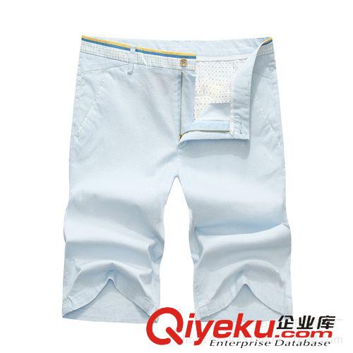 男式休閑5分褲 品牌男裝休閑中褲 夏款純棉修身韓版中腰五分褲 dp格子英倫短褲原始圖片2