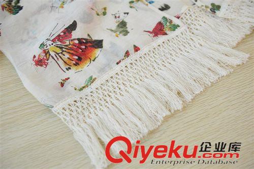 5月25號新款 韓版寬松 清爽印花蝴蝶編織流蘇防曬衣   A381原始圖片2