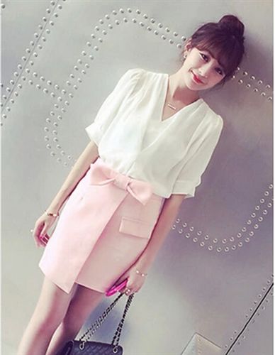 5月20號(hào)新款 2015夏裝新款時(shí)尚女裝很有范的一款韓版氣質(zhì)雙V領(lǐng)簡約百搭雪紡衫原始圖片2