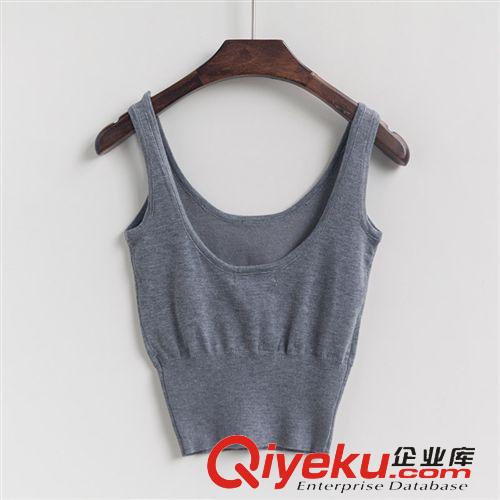 小背心，吊帶，裹胸 實價2015春裝新款韓版修身短款露臍純色打底背心吊帶女 A156原始圖片2