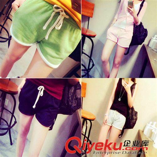 女士休閑褲 2015夏季新品 百搭寬邊松緊高腰系帶花苞闊腿短褲   A159