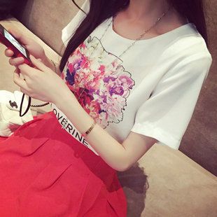蕾絲，雪紡衫 2015夏季新款 歐美風(fēng)時(shí)尚女裝百搭時(shí)髦短袖雪紡衫上衣批發(fā) A287原始圖片3