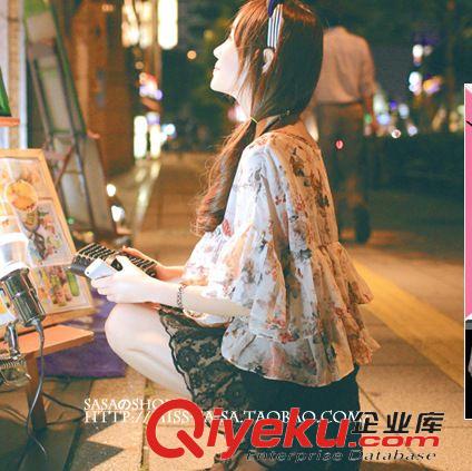蕾絲，雪紡衫 2015夏季新款 超仙層層荷葉邊甜美花朵雪紡衫 女  A112原始圖片2
