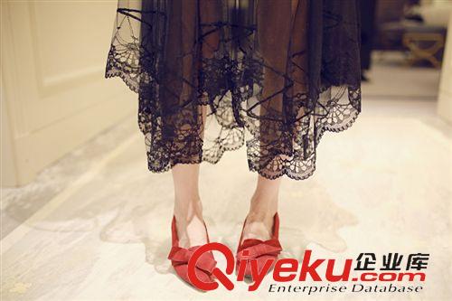 半身裙 2015春裝 包臀打底裙拼接不規(guī)則蕾絲下擺網(wǎng)紗半身裙  A128原始圖片2