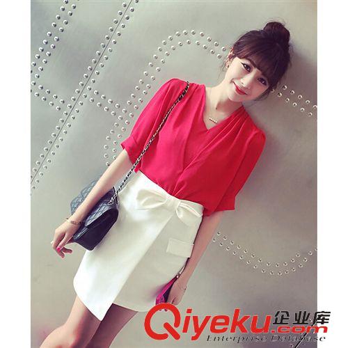 半身裙 2015夏季新款時(shí)尚顯瘦純色韓版百搭蝴蝶結(jié)甜美包臀裙短裙半身裙原始圖片3