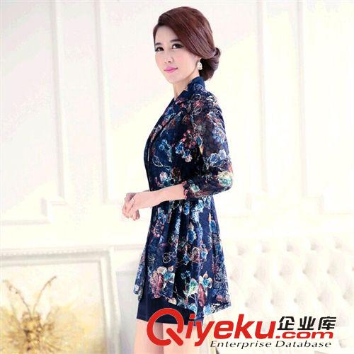 連衣裙 2015春夏新款蕾絲裙兩件套女裝 時(shí)尚舒適中腰名媛印花連衣裙女潮原始圖片3