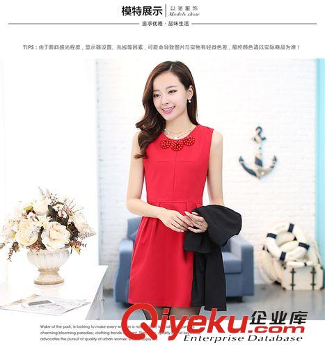 連衣裙 2015新款無袖中長款女打底裙修身連衣裙 一件代發