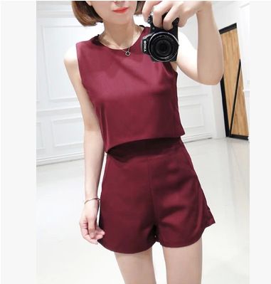 【衣夢(mèng)】套裝 歐洲站夏裝新款女裝套裝時(shí)尚大碼休閑無(wú)袖上衣+短褲兩件套批發(fā)原始圖片2