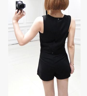【衣夢(mèng)】套裝 歐洲站夏裝新款女裝套裝時(shí)尚大碼休閑無(wú)袖上衣+短褲兩件套批發(fā)原始圖片3