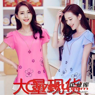 【衣夢(mèng)】上衣 2015夏季新款韓版女裝寬松大碼上衣圓領(lǐng)短袖雪紡衫小香風(fēng)上衣原始圖片2