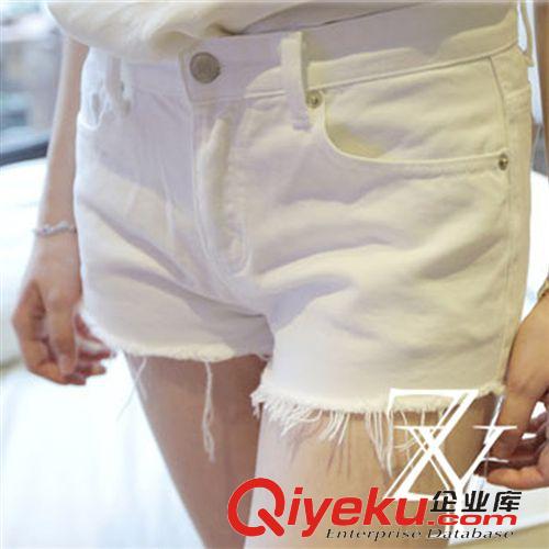 【衣夢】牛仔短褲 2015夏季新款女褲 白色須邊牛仔短褲水洗修身百搭牛仔褲批發原始圖片3