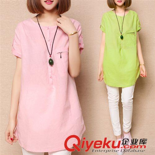 店長推薦爆款 1132#2015夏裝韓版女裝棉麻刺繡兩件套中長裙大碼顯瘦修身連衣裙