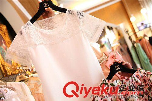 連衣裙專區 1236#2015韓國代購夏裝新款女裝歐根紗蕾絲衫刺繡蓬蓬連衣裙套裝原始圖片3