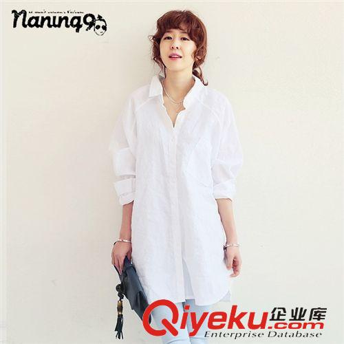 時尚襯衣專區 1053#2015夏裝新款寬松大碼女裝長款棉麻襯衣長袖休閑百搭襯衫原始圖片3