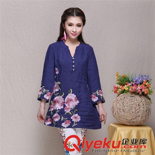 精品繡花系列 1520#廠(chǎng)家直銷(xiāo)2015年夏裝新款女裝名族風(fēng)新款大面積繡花襯衣