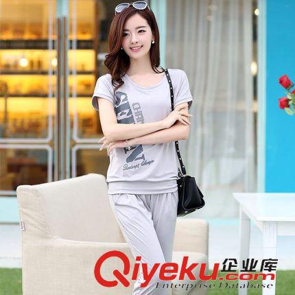 套裝 2015夏新款女裝圓領運動服寬松時尚短袖七分褲休閑套裝原始圖片2