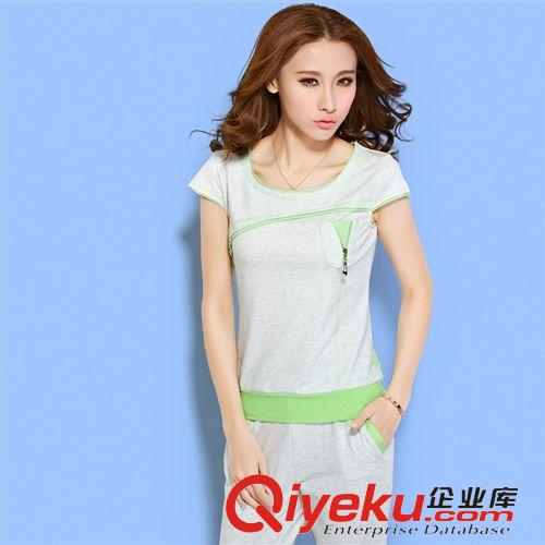 夏季運(yùn)動套裝女 新款春夏裝優(yōu)質(zhì)純棉圓領(lǐng)純色圓領(lǐng)短袖T恤女式運(yùn)動休閑七分褲套裝原始圖片3