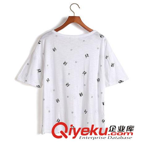 5月26日新款 2015夏季韓國(guó)東大門可愛立體小狗卡通印花圓領(lǐng)舒適竹節(jié)棉T恤3025原始圖片2