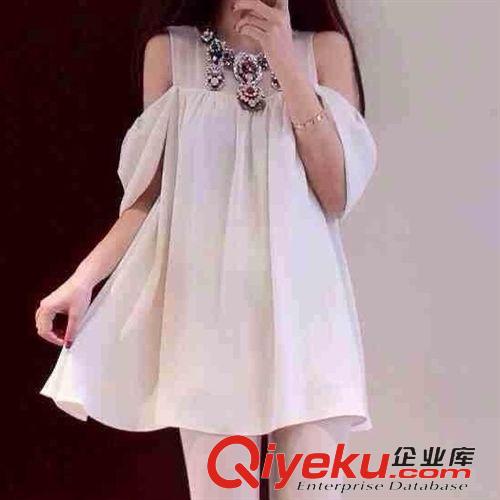 4月20日新款 2015春季新款 透明蕾絲網紗拼接貝殼袖兩穿連衣裙 A124