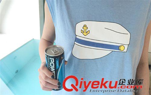 掌柜力薦 2015 openlady{dj2}定制 淺藍海軍帽背心T恤831