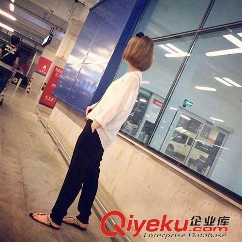 休閑褲 夏新款女裝顯瘦寬松收口雪紡燈籠褲小腳哈倫褲休閑褲6189原始圖片2