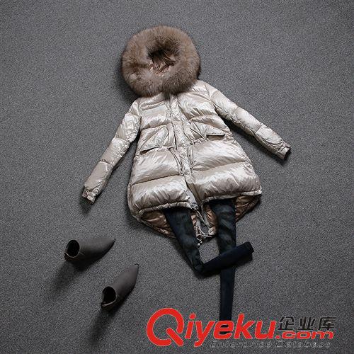 【2014秋冬季】 調(diào)調(diào)家貉子毛領(lǐng)羽絨服女款 冬裝韓版工裝服女中長(zhǎng)款 清倉(cāng) W2359原始圖片2